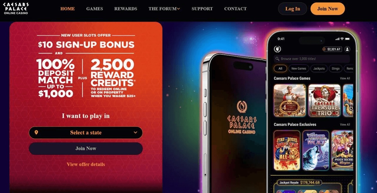 the slots welcome bonus at caesars palace online casino 2026